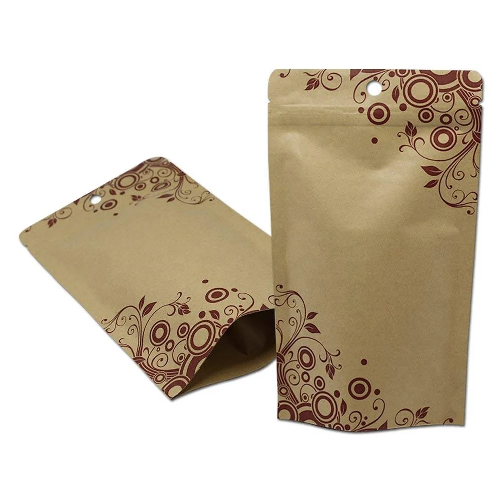 Foil Heat Seal Kraft Paper Stand Up Zipper Bags Coffee Nuts Food Package Bag Custom Mylar Bag