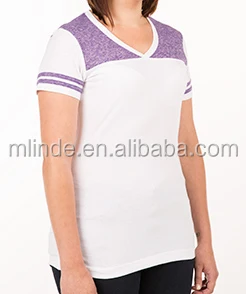 100% Polyester V-neck T-shirt Wholesale Custom Made in China Fashion Apparel District Juniors Varsity Bulk V-Neck T-shirt