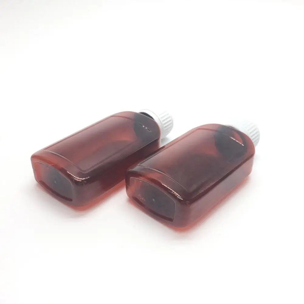 120ml plastic flat empty syrup amber liquid medicine bottle
