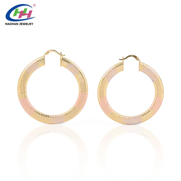 
2019 newest Fashion Design Jewelrythread hoop earrings three tone for lady 
