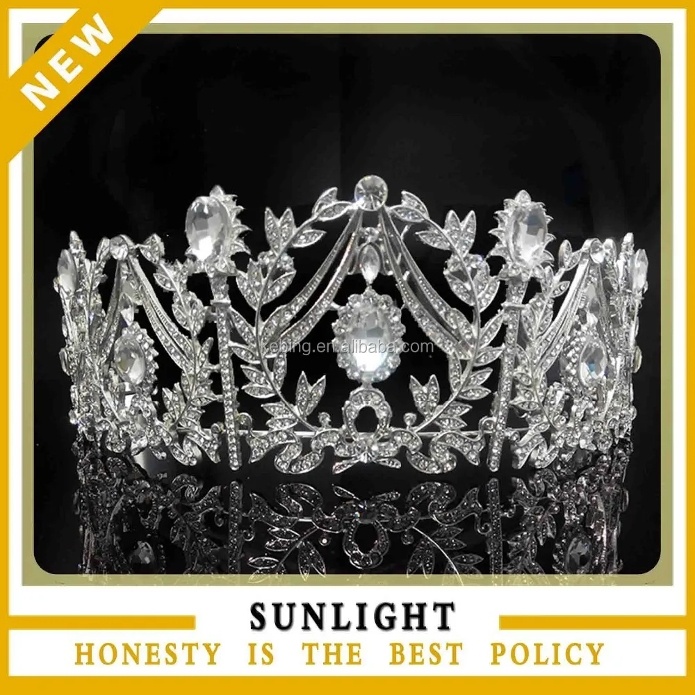 
Alibaba Hot Sale Tall Big Large Pageant Crystal Round Tiara Crown 