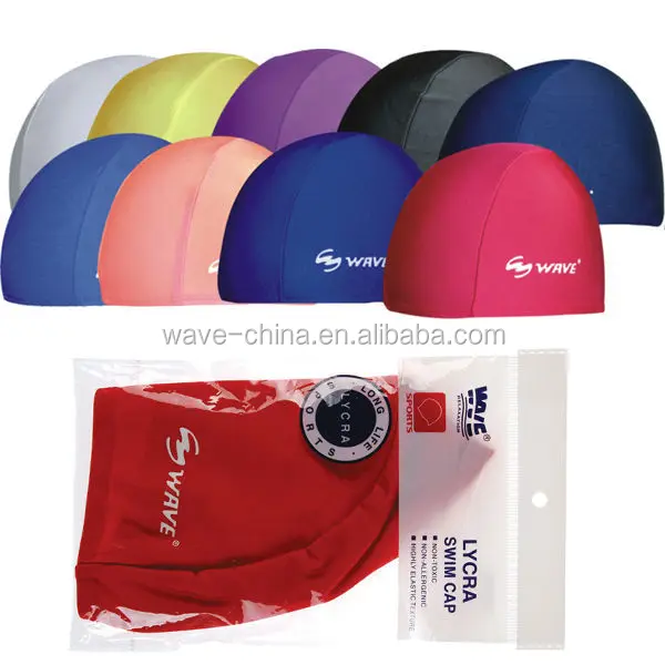 WAVE lycra Swimming Cap wholesale OEM custom support Factory Supply Nylon Spandex Swimming  Cap for kids dreadlocks long hair