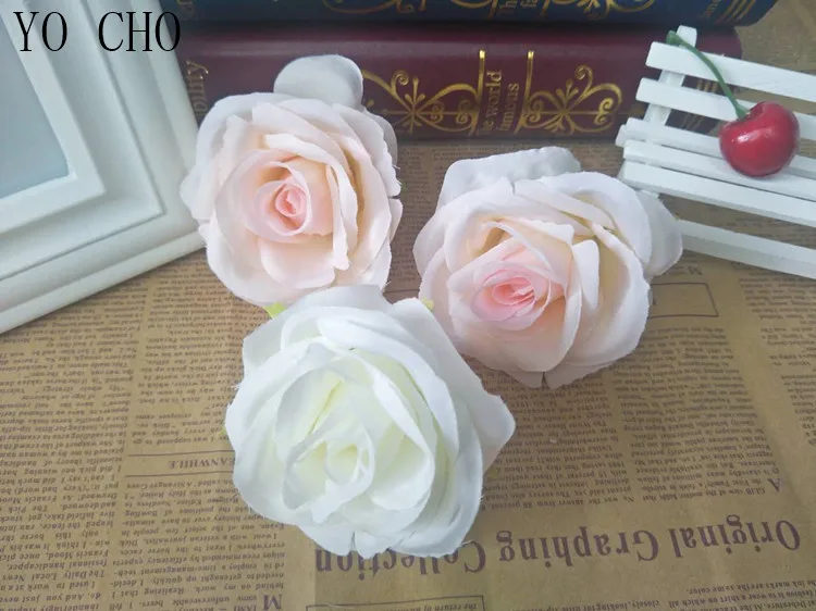 YO CHO mariage valentine decoration fabric silk realistic artificial silk faux fake artificial flower latex rose head