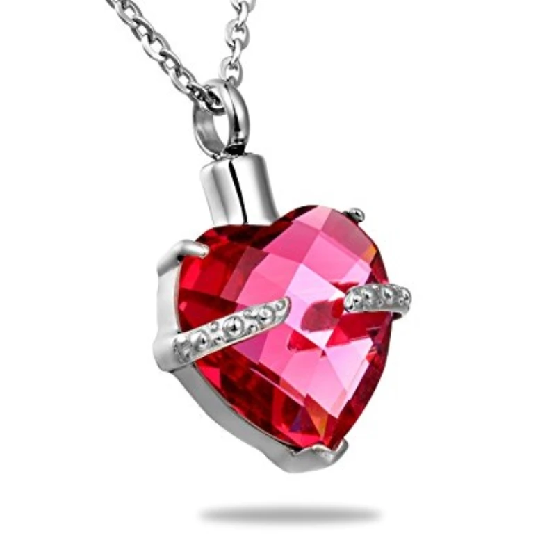 Rose Red Diamond October Birthstone Ash Urn Pendant