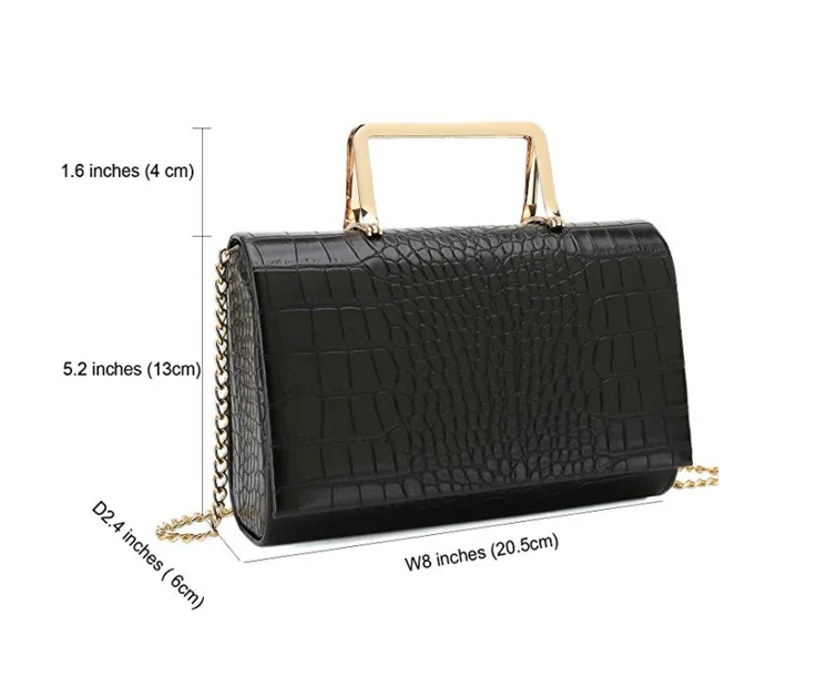 Charming Tailor Small Crocodile Print Handbag PU Cross Body Bag Croc Top Handle Satchel Women Clutch Purse