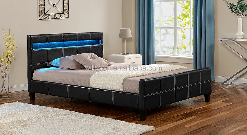Willsoon furniture Cheap Bed For Sale Bedroom Furniture PU Leather LED Bed 1825-1