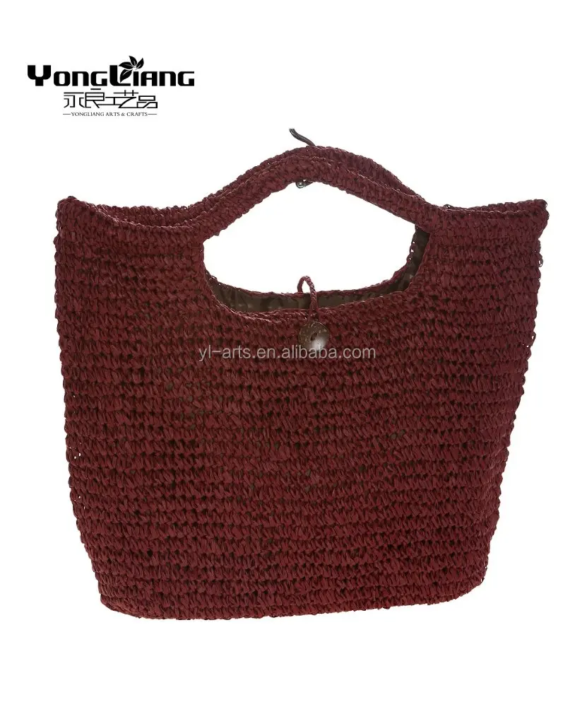 cheap handmade crochet paper straw tote bag/handbag