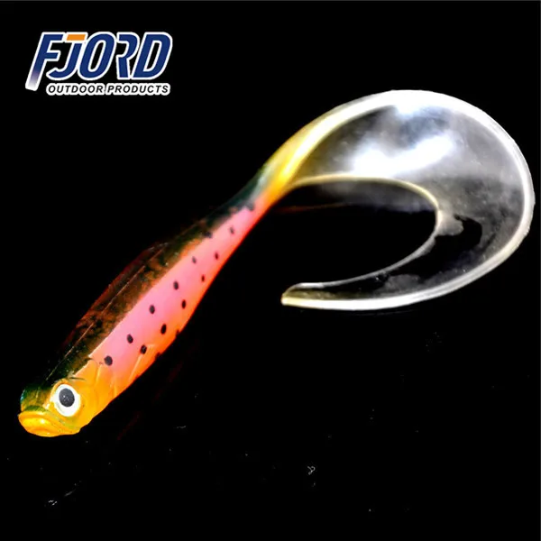 FJORD Wholesale high quality 105mm 6.5g  long tail hollow silicone plastic soft bait for freshwater