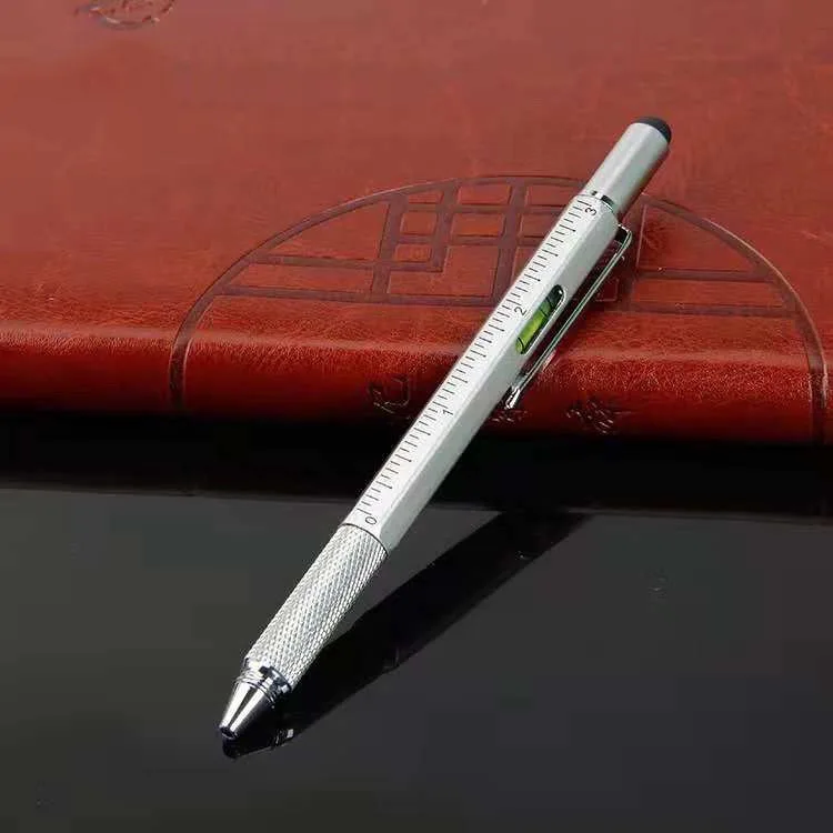 6 In 1 Top Touch Metal Ball Pen With Level And Screwdriver Horizontal Measure Ruler Multi Function Tool Ballpoint Pen