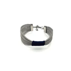 HOT Blue Code Wide Braided Mesh  Women Fashion Bangle Bracelet With Lobster Clasp  Stainless Steel