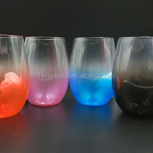 Elegant BPA free spaying colored drinking cups plastic wine glass