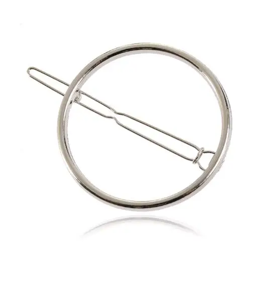 H41-082 simple three sizes metal gold silver black round hair clips