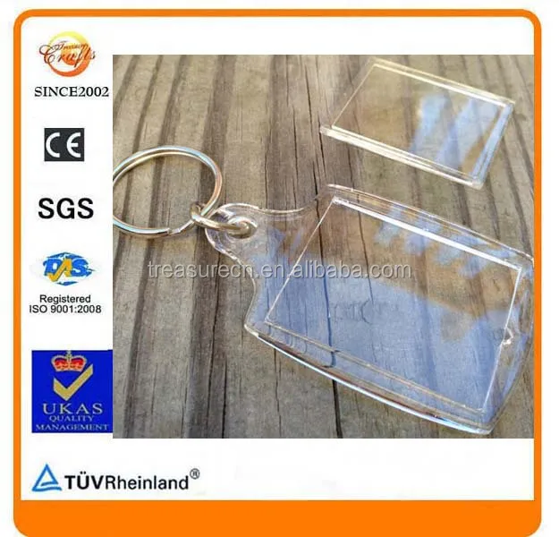 Round square rectangle clear acrylic insert photo split ring keyring