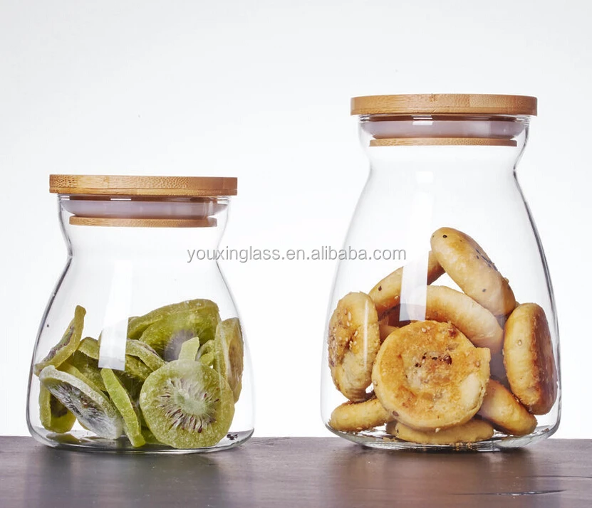 Mouth blown new style and hygienic glass storage bottles glass cookie jar