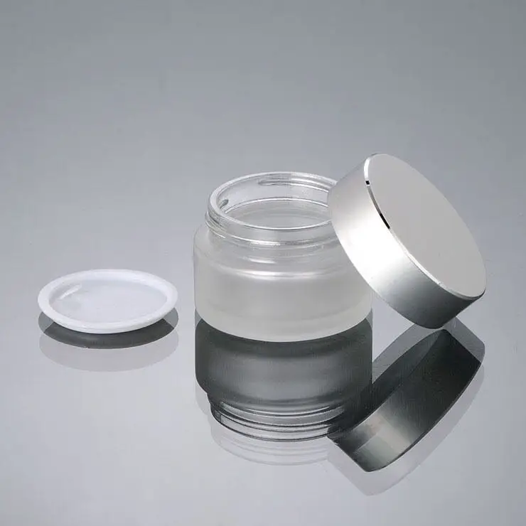 Высококачественная красная стеклянная банка для крема с золотой крышкой 50 г