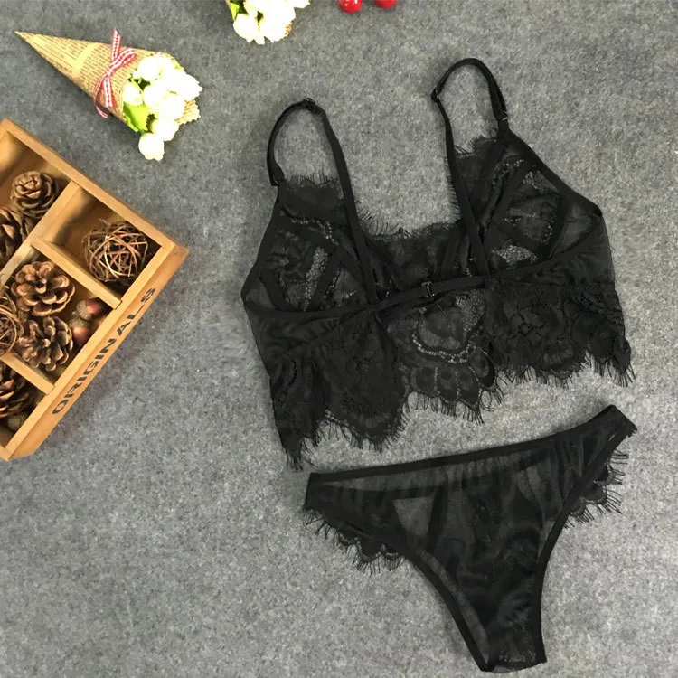 Sexy Transparent Wearing Lace Underwear for Women Lingerie Set