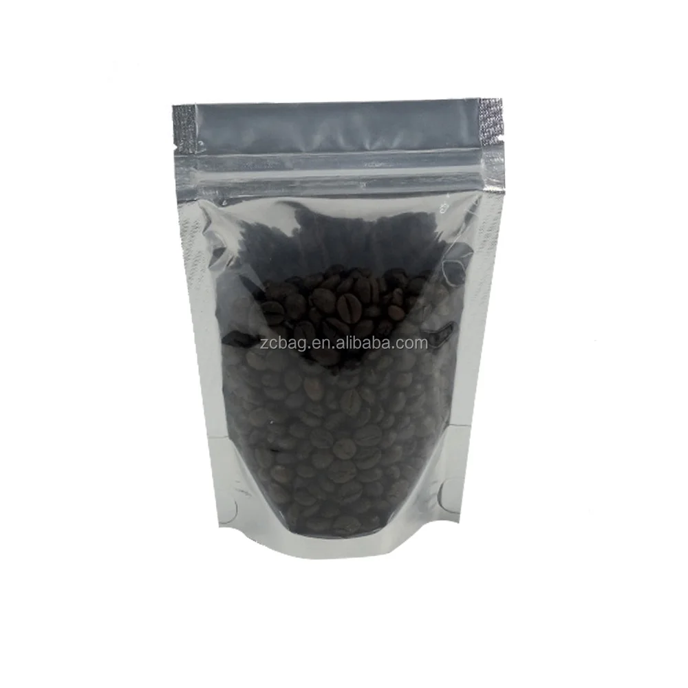 Silver Clear Front Transparent Plastic Aluminum Foil Dual Shield Stand Up Zipper Pouch 250g Sea Salt Packaging Bags