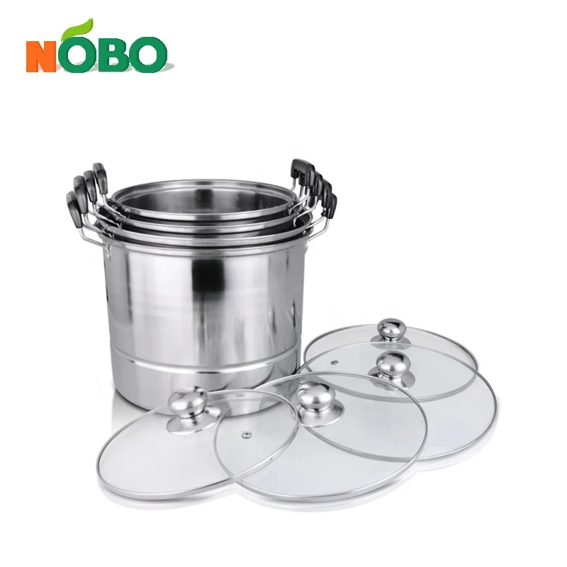 Riveted bakelite handles stainless steel steamer stock pot