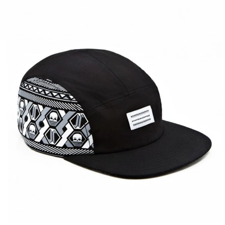 Black 5 panel hat custom your pattern 5 panel cap