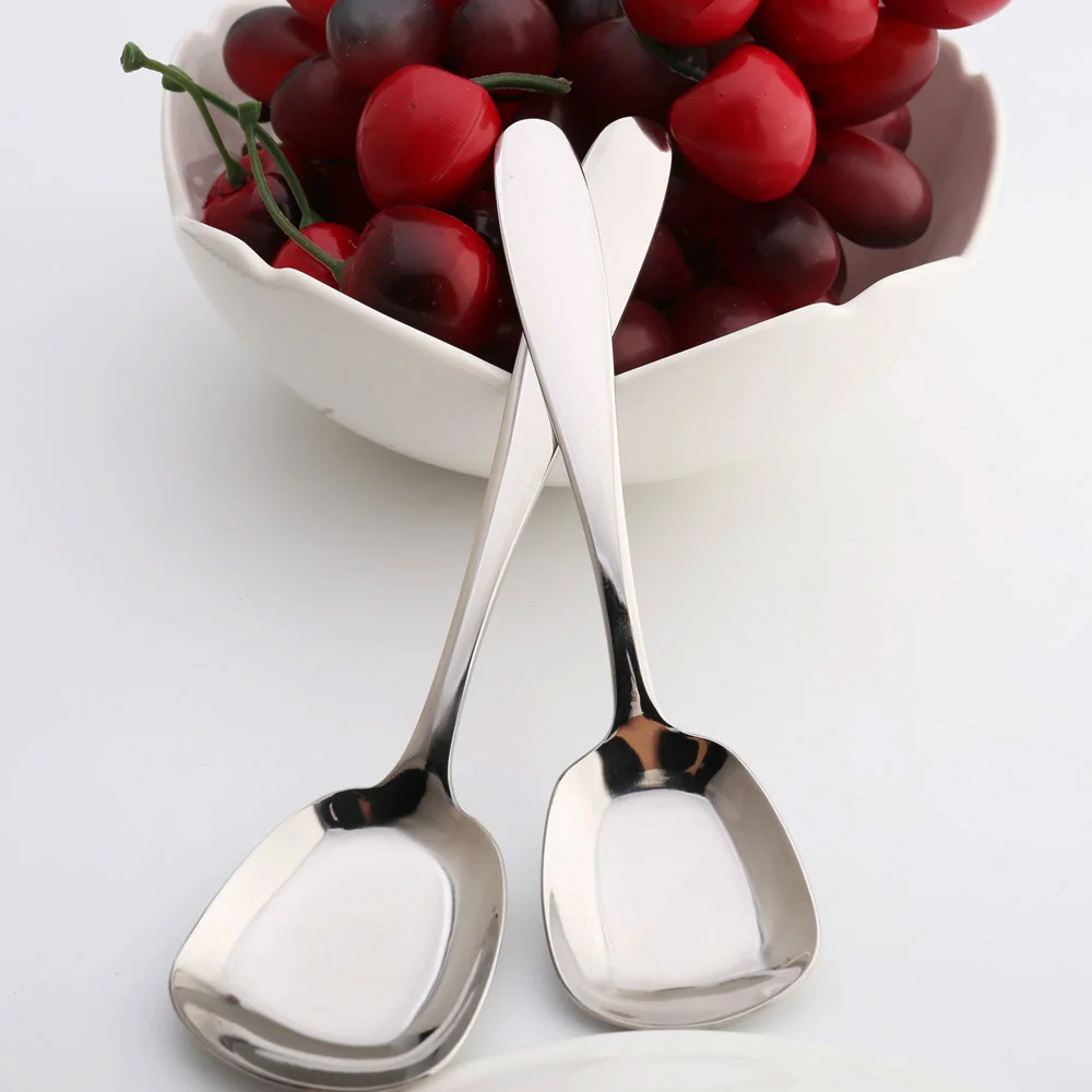
High Quality 18-8 Metal Serving Spoon Round Stainless Steel Korean Style Rice Spoon 