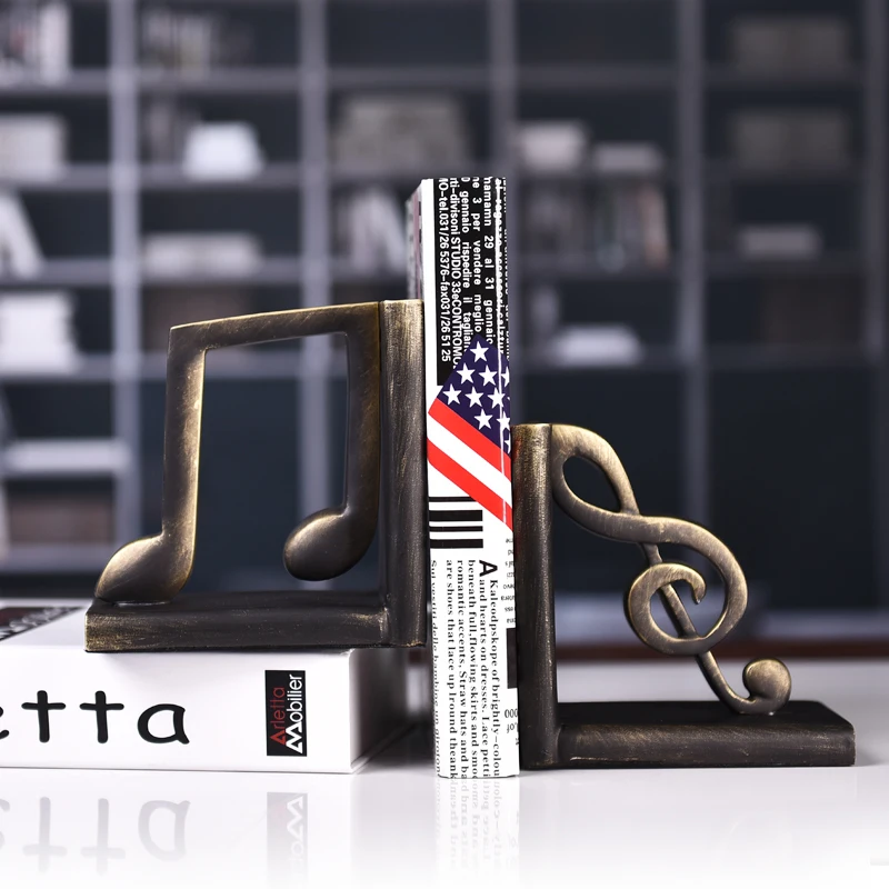 funny design musical note resin bookend faux metal bookend