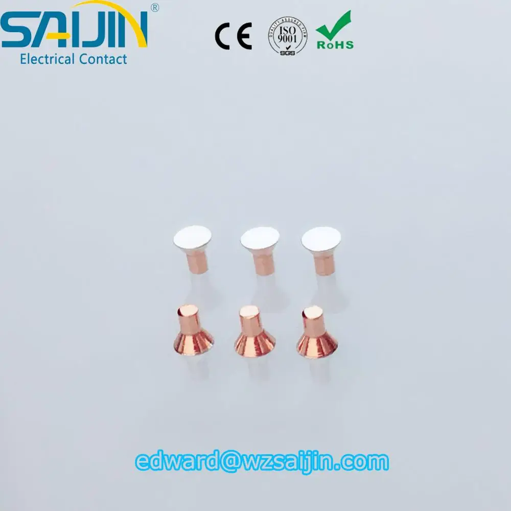 Inverted cone flat head electrical contact points silver contact rivets