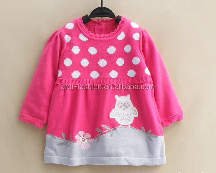 
loverly polka dots embroidered owl animal knitted sweater for baby girls 