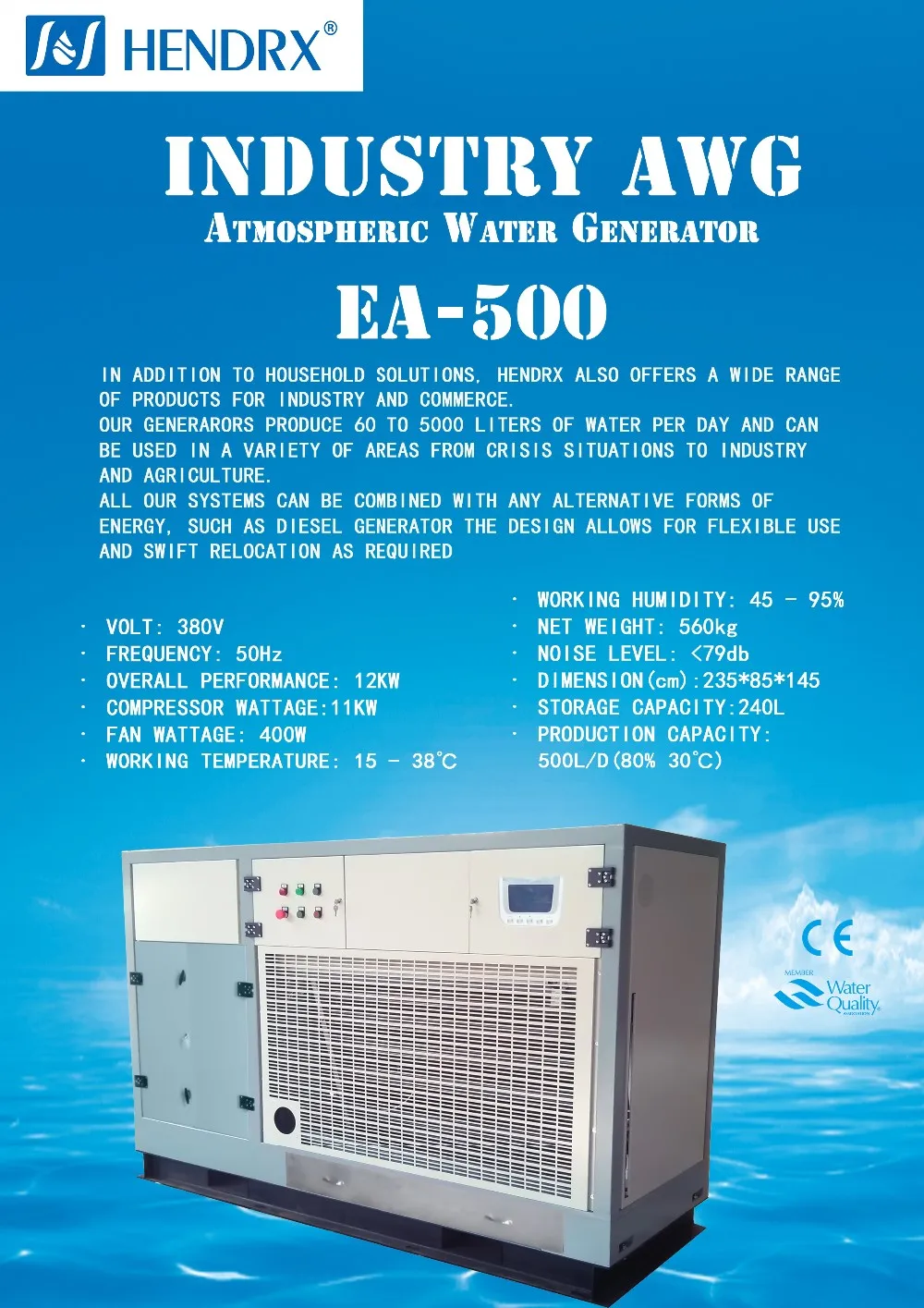 industrial atmospheric pure water generator for agriculture