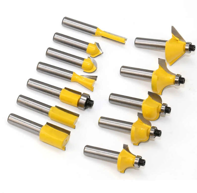 12pcs/set 8mm Shank Mill Woodworking Trimming Engraving Carving Milling Cutter Router Bit for sales