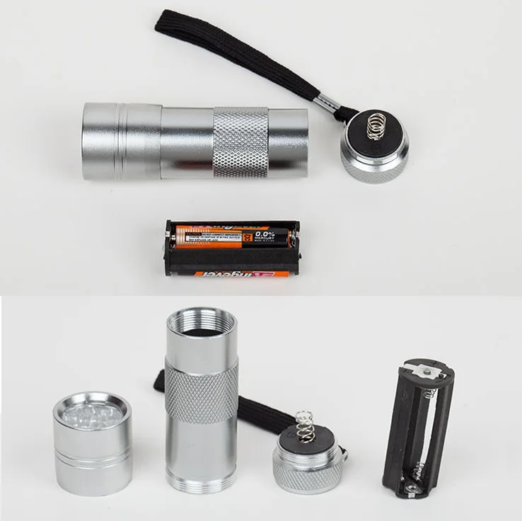
High Quality 395nm~365nm Flashlight Detector Multi-purpose Ultraviolet Blacklight 12 LED UV Flashlight 