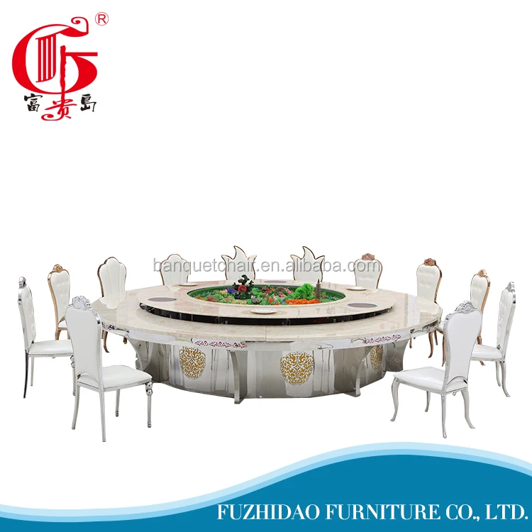 
Fashionable dubai fancy round rotating marble wedding dining table 