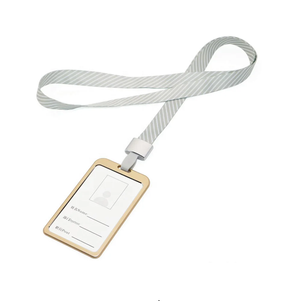 
Name badge holder Aluminum alloy ID card holer with ribbon for office working card 