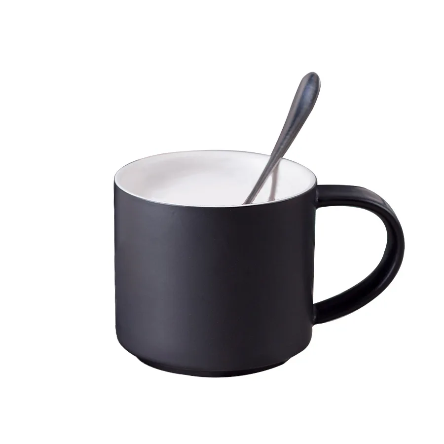 
HT104179 Black Ceramic Cup Custom Logo Matte Ceramic Coffee Cup 