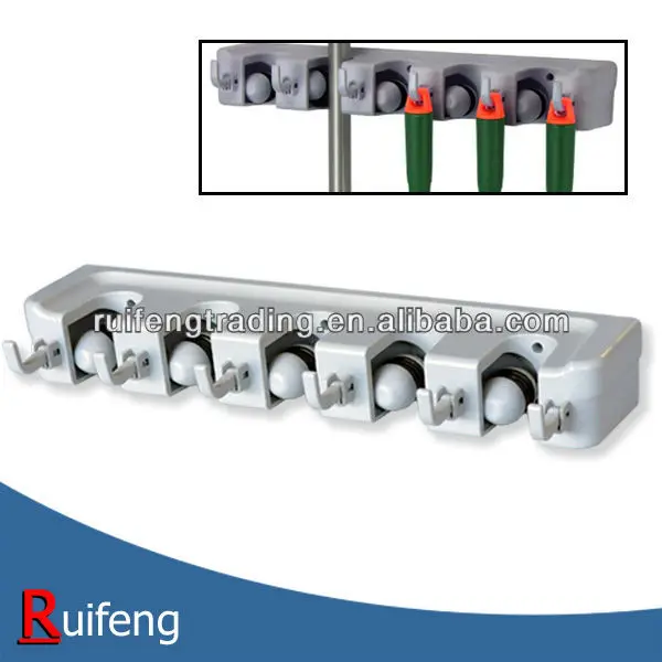 ABS wall mount magic broom and mop holder (6 hooks + 5 holders)