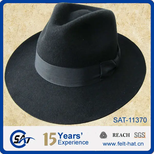 Black Dobbs-Classic Center Dent fedora with Grosgrain ribbon