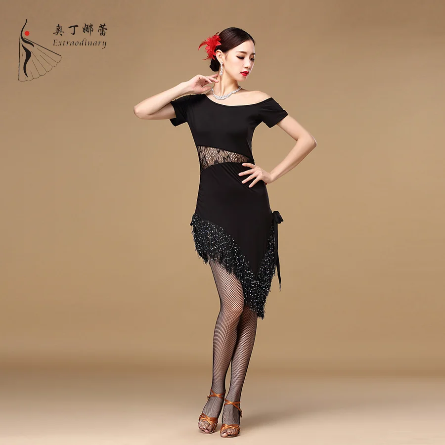 Lyrical Latin Dance Dress Woman Black Latin Dress For Performance Wear Ballroom Dress