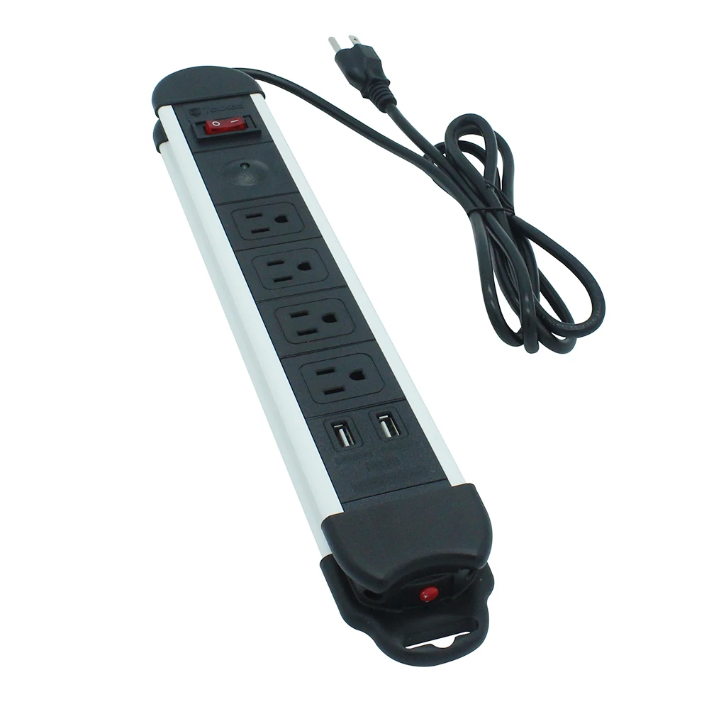 
4-Outlet Power Strip Surge Protector with Long Extension Cord and 15 Amp Circuit Breaker 