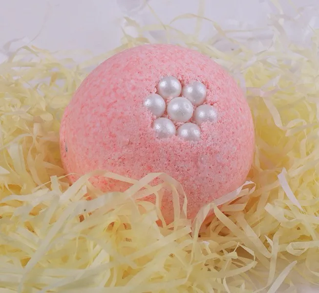 Pearl Rose Pink Color Hot Sale Natural Ingredient Bath Ball SPA Moisturizing Fizzy Kid Bath Bombs