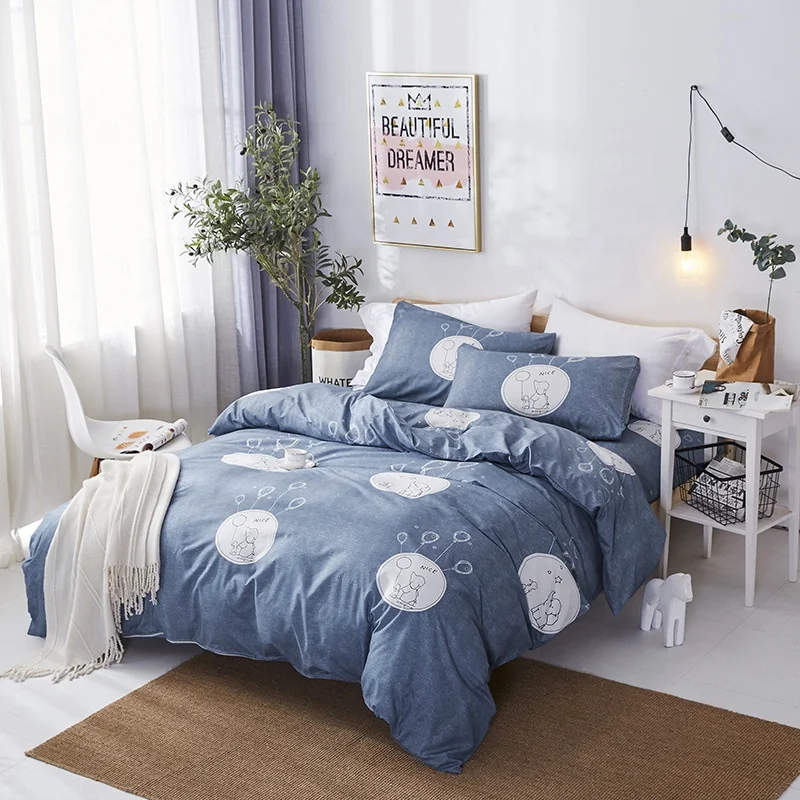 
high quality Aloe cotton print bed sheet luxury warm modern quilt cover 