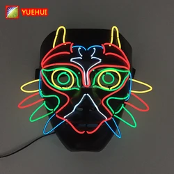 Neon Glow Light Heart Owl Colorful Mask Movie Theme Mask Led Strip Sawtooth Ghost Costume Glow In Dark Party Supplies Valentines