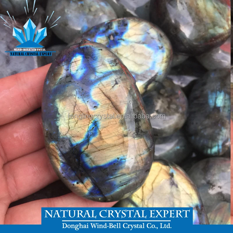 Wholesale Natural Crystal Madagascar Labradorite PalmStone Crystal Healing Specimens
