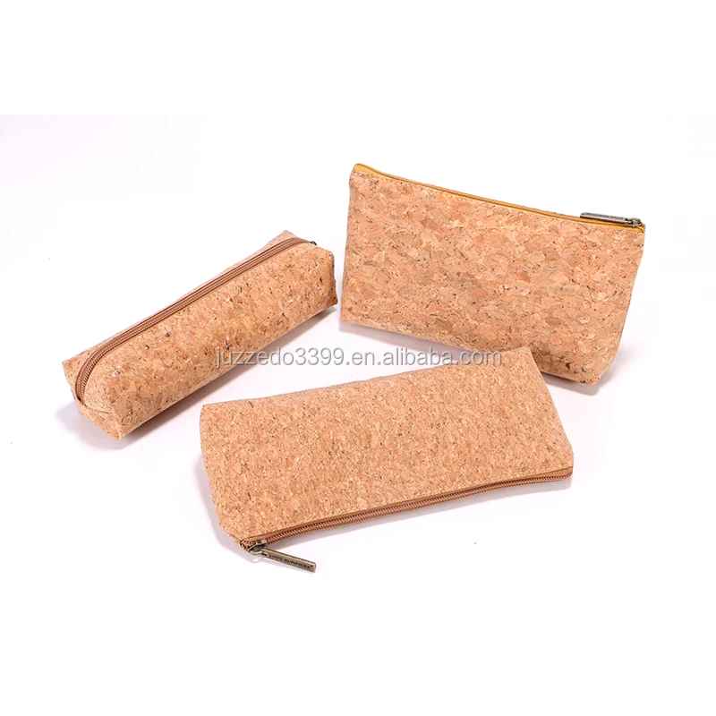 High quality private label cork bag/unique cork paper wallet pouch/custom cork makeup bag