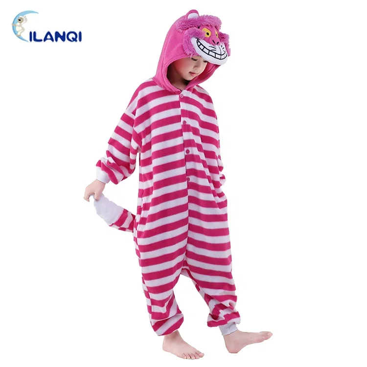 Cheshire Cat Cartoon Animal Pajamas Cosplay Costume Kids Onesie For Halloween Cosplay Pajamas Kids Cartoon Pajamas