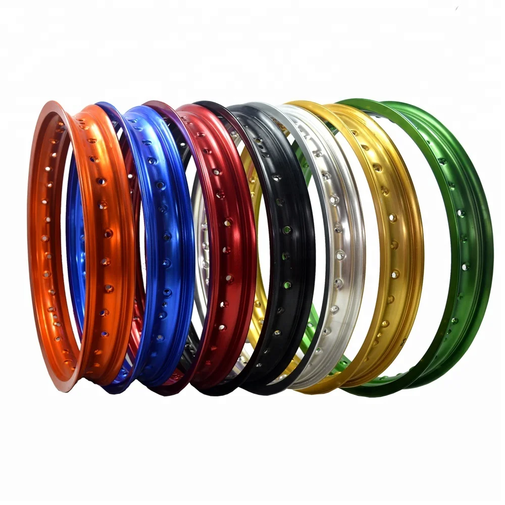 Gold, green, red, blue, 36 spoke motorcycle aluminum wheel rim