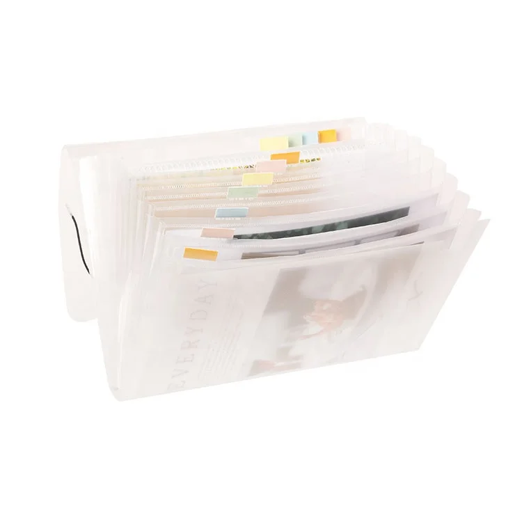 PP Transparent A4 Letter Size 13 Pocket Expanding File with Elastic Closure