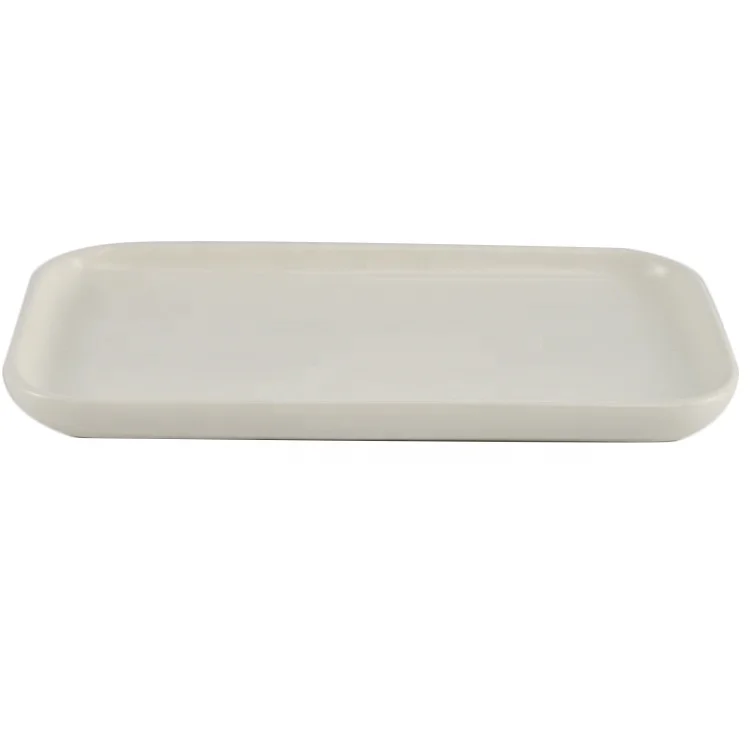 Hotel dinnerware black rectangle shape ceramic food serving tray