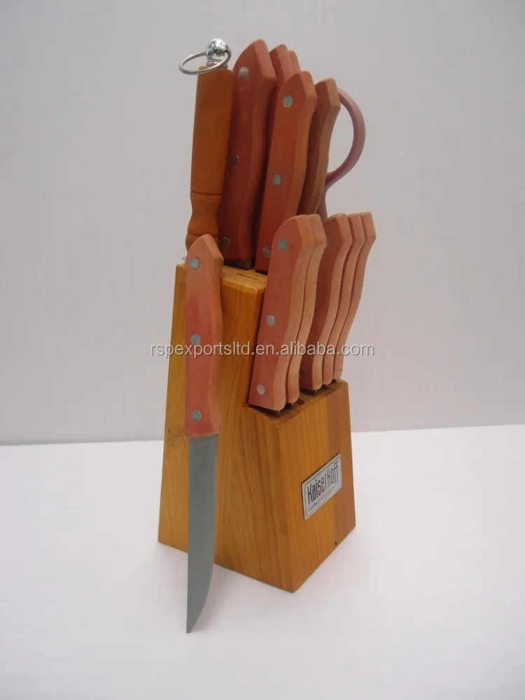
13 PCS Kitchen Utensil Wooden Handle Knives Set With Wooden Base 