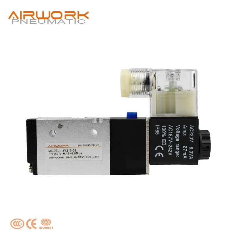 3v210-08 3 2 way 3-way pneumatic electric actuator control solenoid valve operation 12v 24v dc
