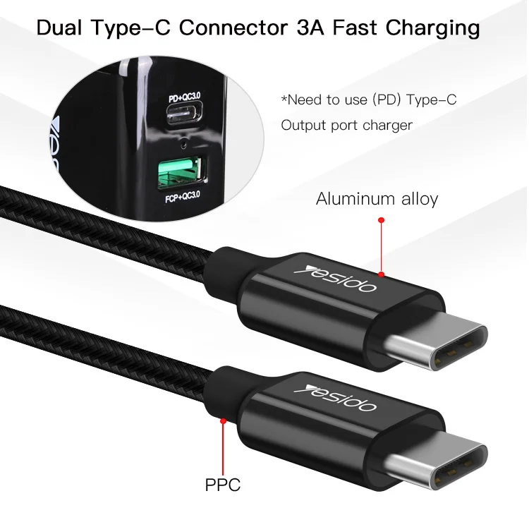 
Drop Shopping Pd3.0 3A Type-C Data Cable Nylon Braided Computer Mobile Phone Data Cable 