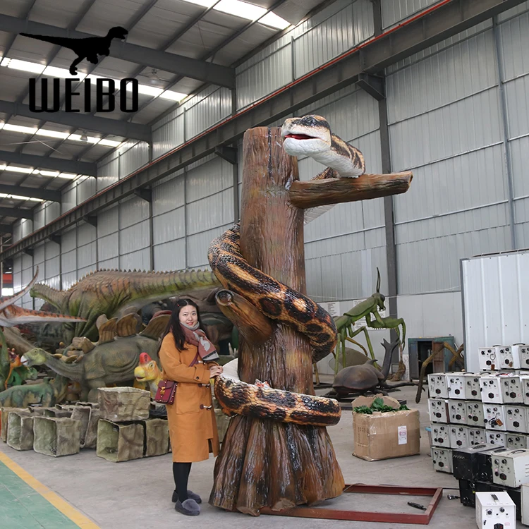 Life size animal silicone rubber animatronic snake statue